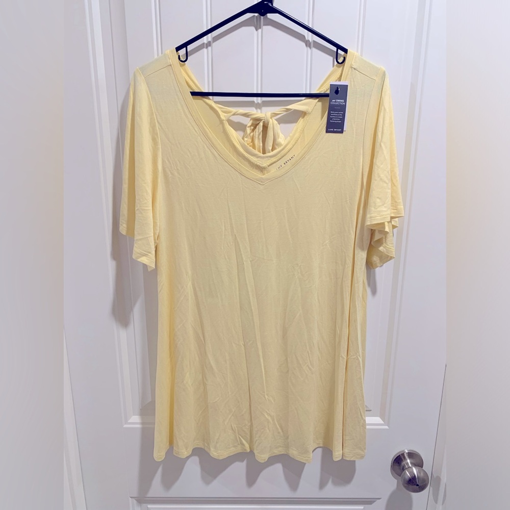 NWT! Lane Bryant Swing Tee Yellow Tie Back Flowy Top Women’s Size 10/12 or Large